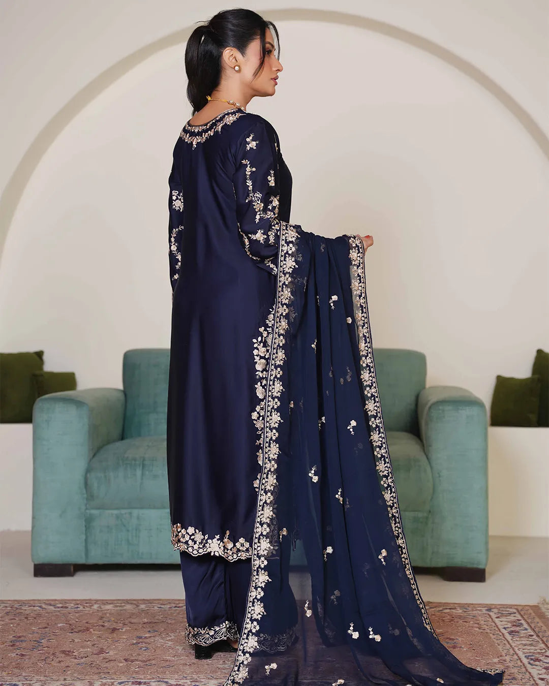 NAVY BLUE ZOYA HEAVY DESIGNER COLLECTION DNZ NO-1141