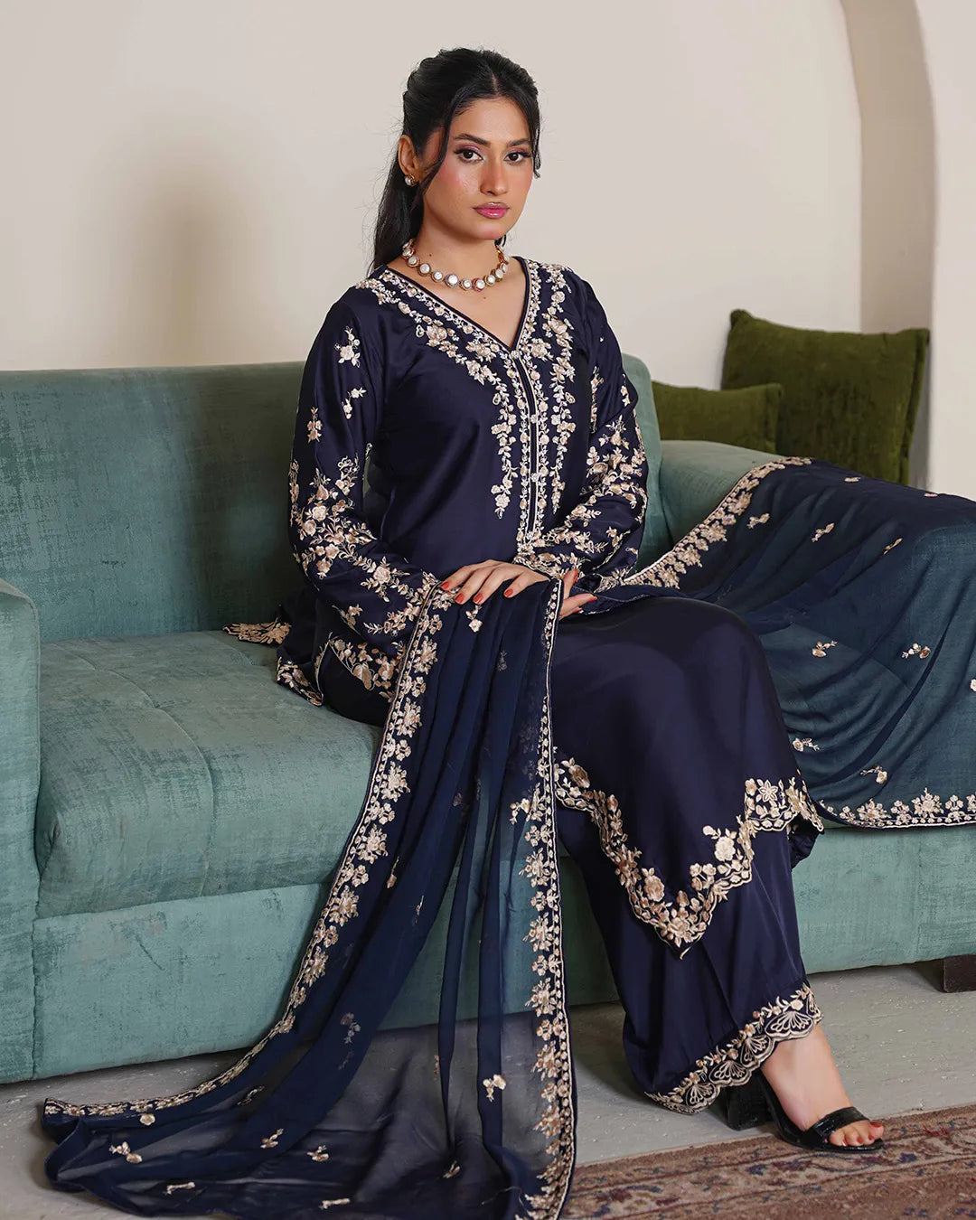 NAVY BLUE ZOYA HEAVY DESIGNER COLLECTION DNZ NO-1141