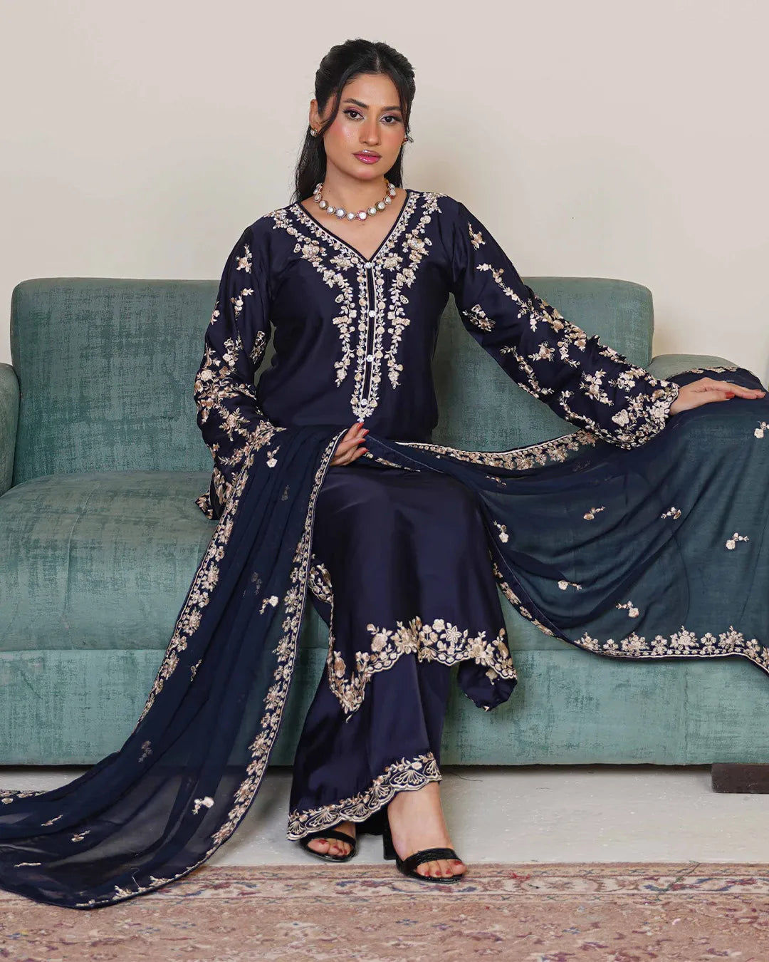 NAVY BLUE ZOYA HEAVY DESIGNER COLLECTION DNZ NO-1141
