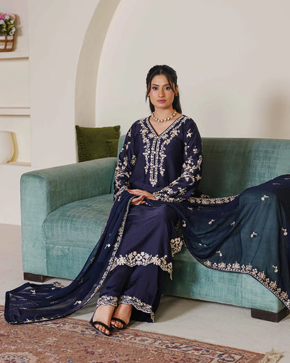 NAVY BLUE ZOYA HEAVY DESIGNER COLLECTION DNZ NO-1141