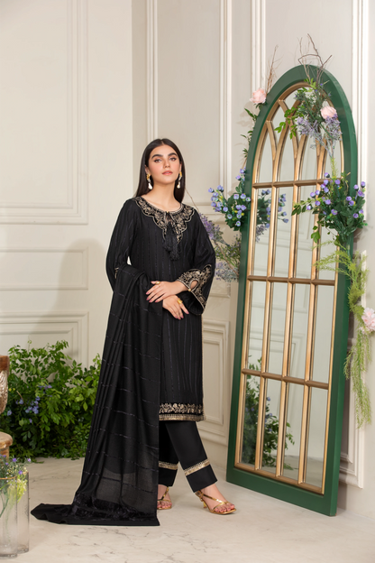 Black Pashmina Velvet Co-ord Set