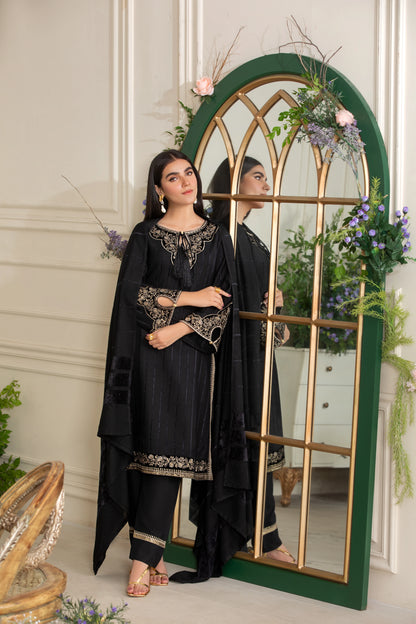 Black Pashmina Velvet Co-ord Set