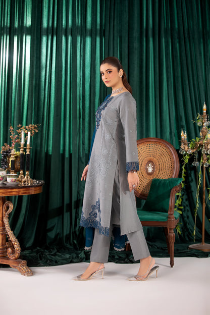 Vintage Grey Chikankari Embroidery Suit