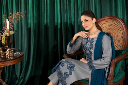 Vintage Grey Chikankari Embroidery Suit