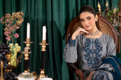 Vintage Grey Chikankari Embroidery Suit