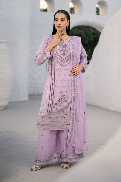 Festive Lilac Safa Sharara with Silver Embellishments-Design 5