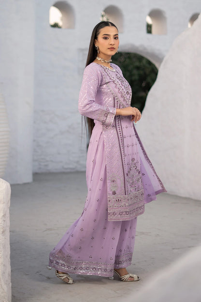 Festive Lilac Safa Sharara with Silver Embellishments-Design 5