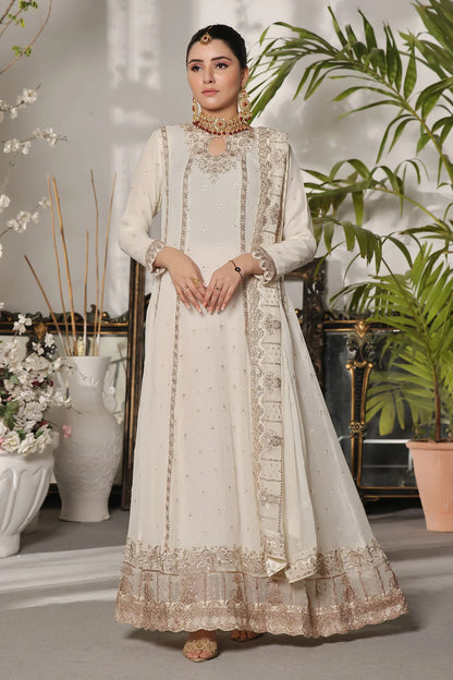Off White Saira Long Heavy Embroidery Anarkali