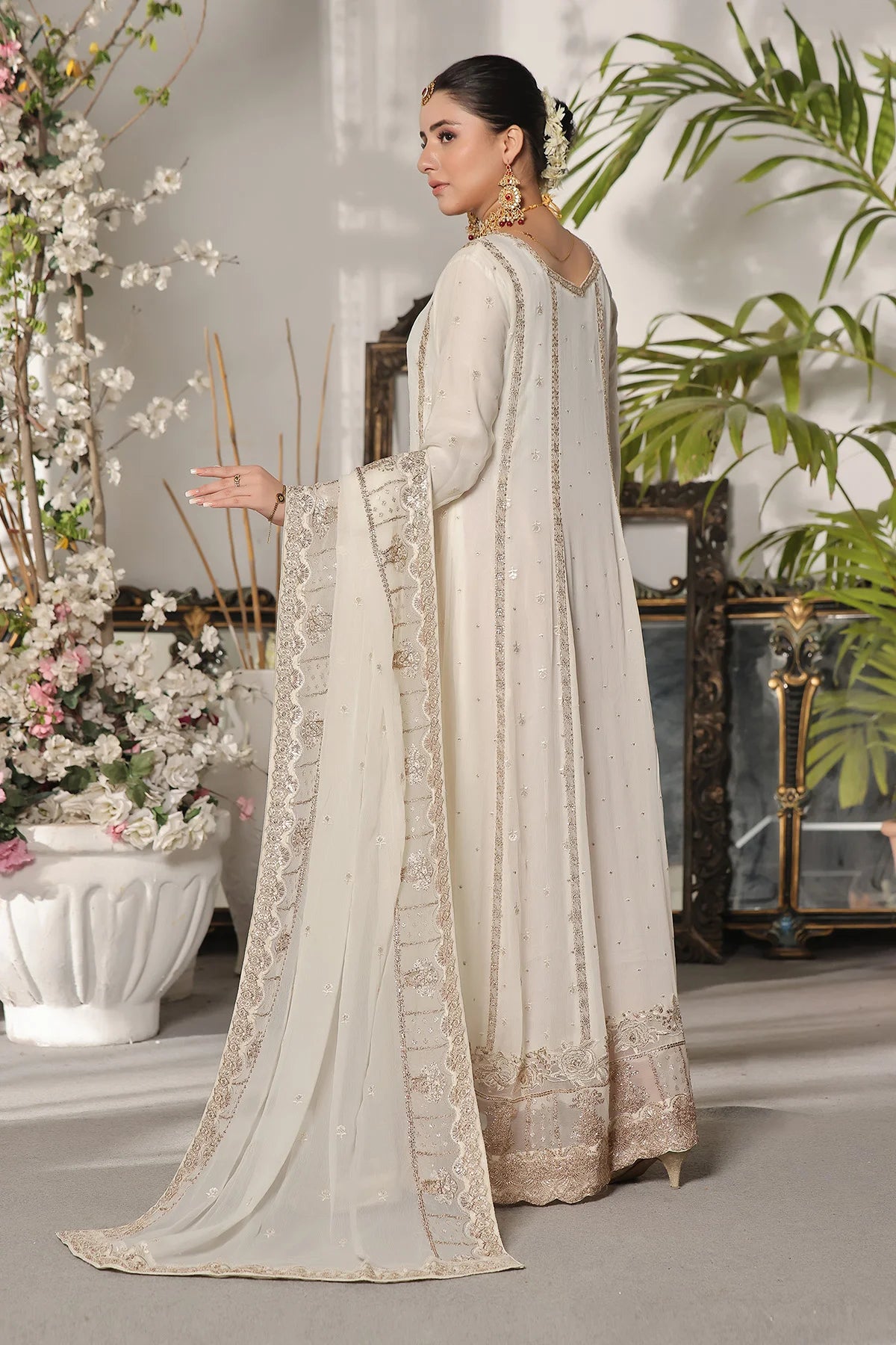Off White Saira Long Heavy Embroidery Anarkali